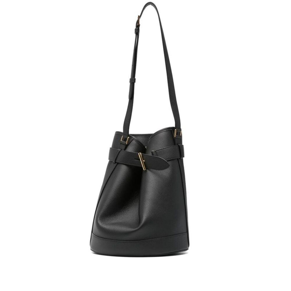 TOM FORD Leather Bucket Bag with Buckle Detail Women BLACK Handbags